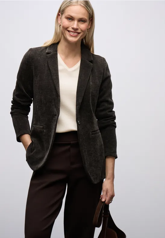 Sztruksowa marynarka szenilowa darkest brown