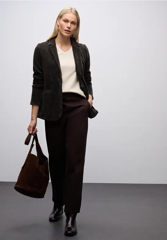 Sztruksowa marynarka szenilowa darkest brown