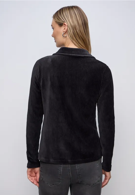 Blazer en velours côtelé doux Black