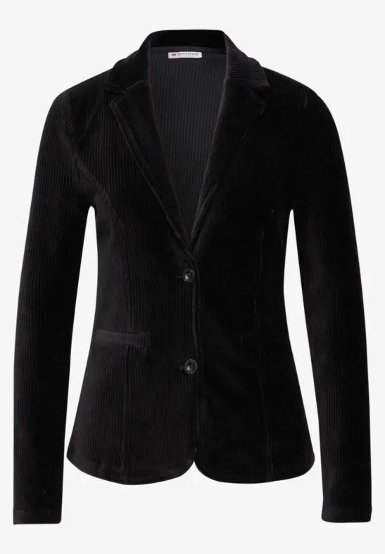 Blazer en velours côtelé doux Black