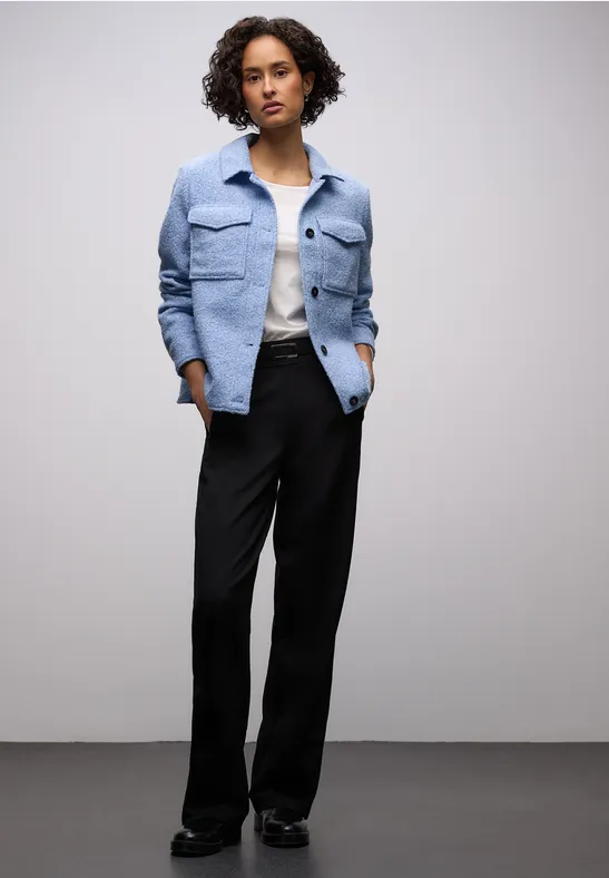 Overshirt in Wolloptik frosted blue mel.