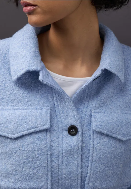 Overshirt in Wolloptik frosted blue mel.