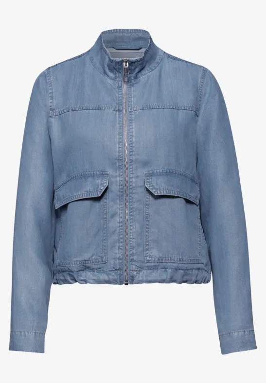 Blouson mit Stehkragen aus Lyocell Light Blue soft wash