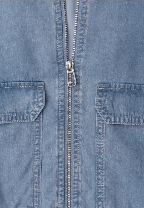 Blouson mit Stehkragen aus Lyocell Light Blue soft wash