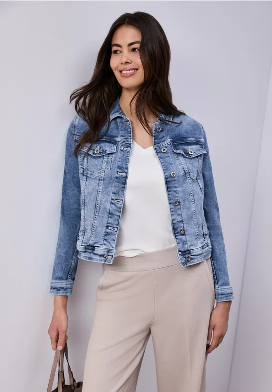 Denim jack met borstzakken en knopen Medium Blue Wash