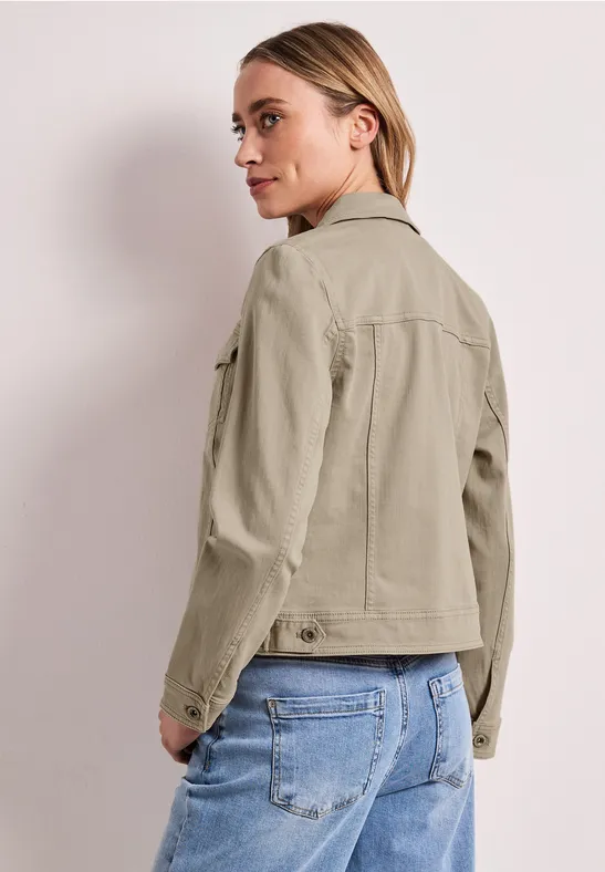 Jas in gekleurde denimlook met zakken Beige Washed