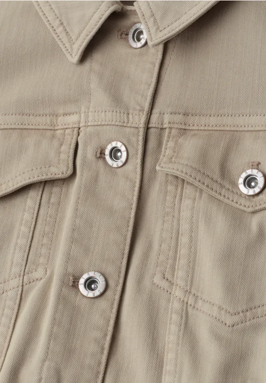 Jas in gekleurde denimlook met zakken Beige Washed