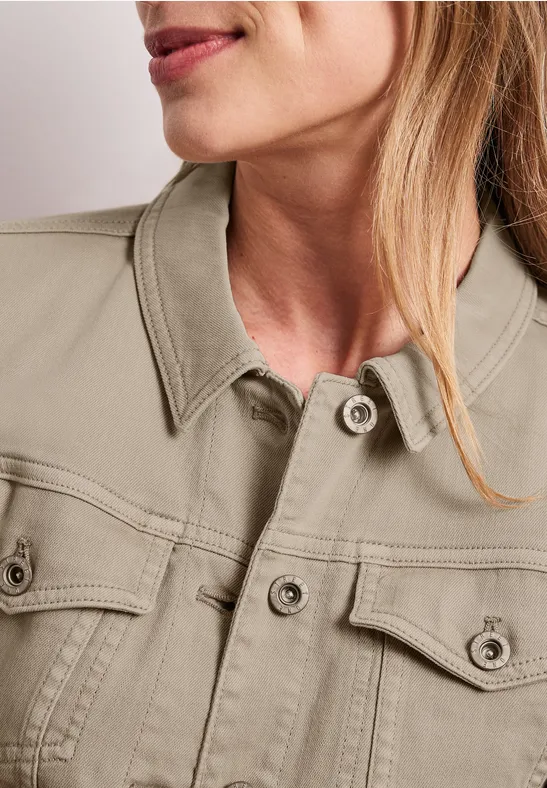 Jas in gekleurde denimlook met zakken Beige Washed