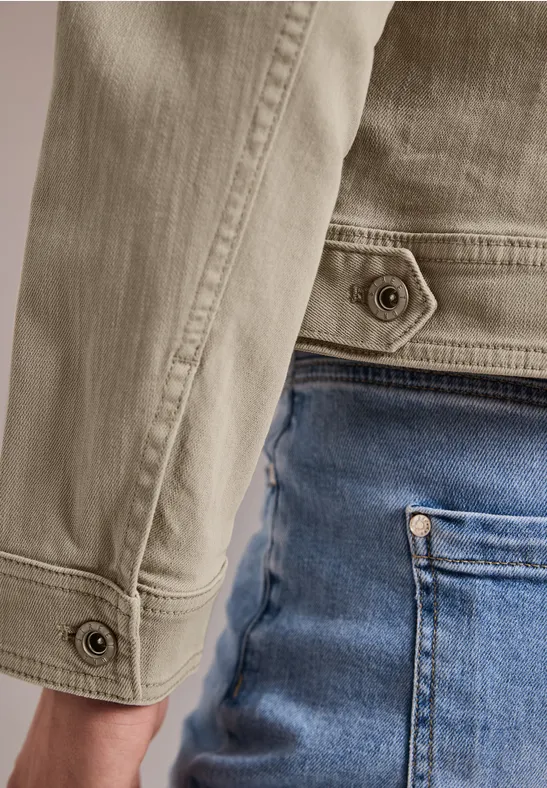 Jas in gekleurde denimlook met zakken Beige Washed