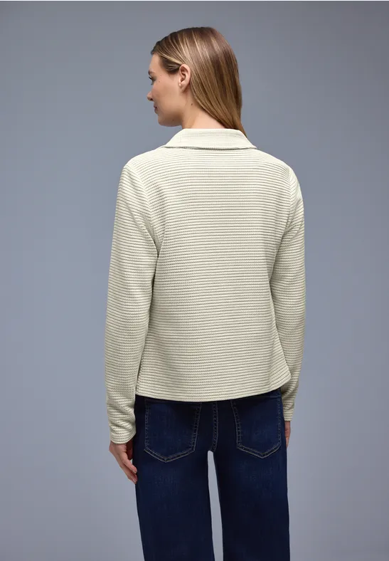 Gestreepte blazer soft beige