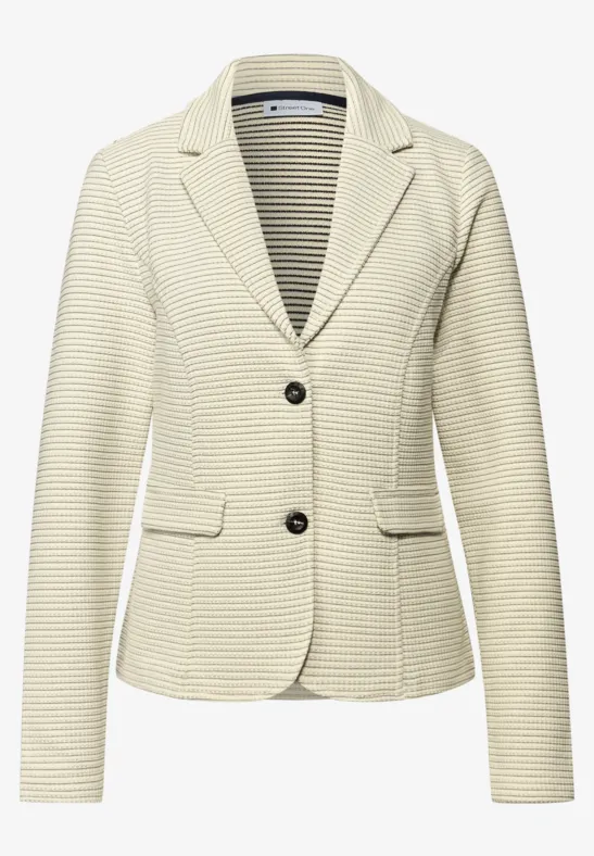 Gestreepte blazer soft beige