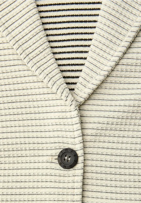 Gestreepte blazer soft beige