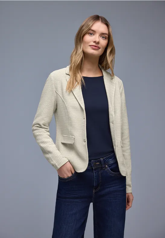 Gestreepte blazer soft beige