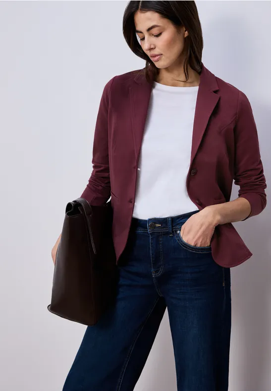 Basic Blazer aus Jersey truffle red