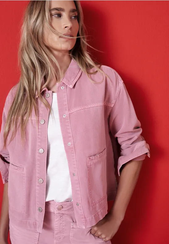 Veste en jean délavé rose authentic pink washed