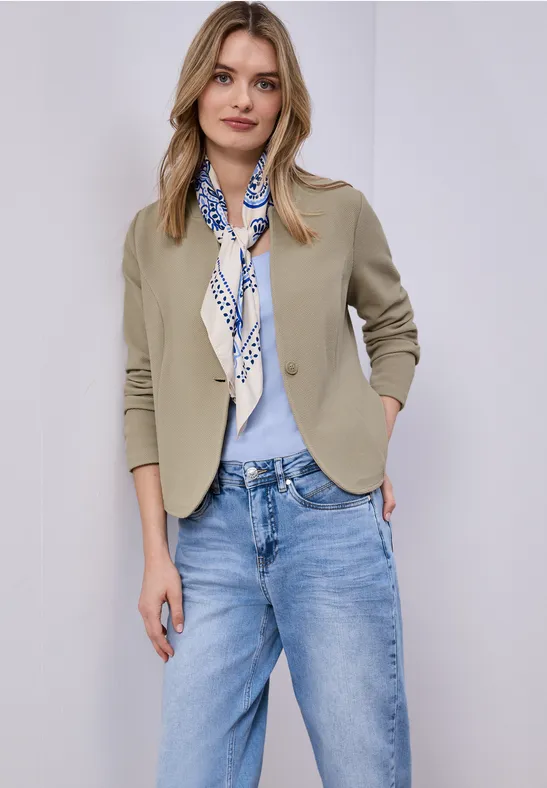 Jersey blazer met structuur timeless beige