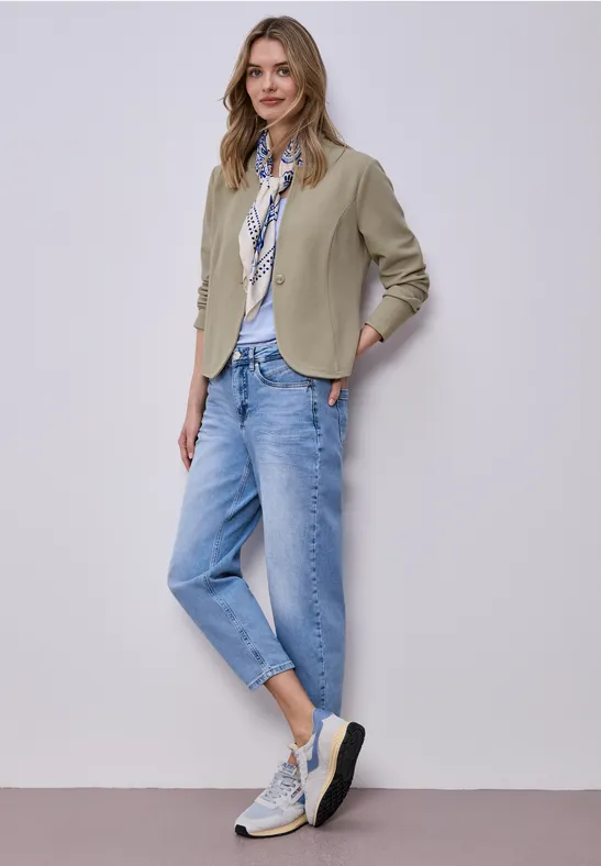 Jersey blazer met structuur timeless beige