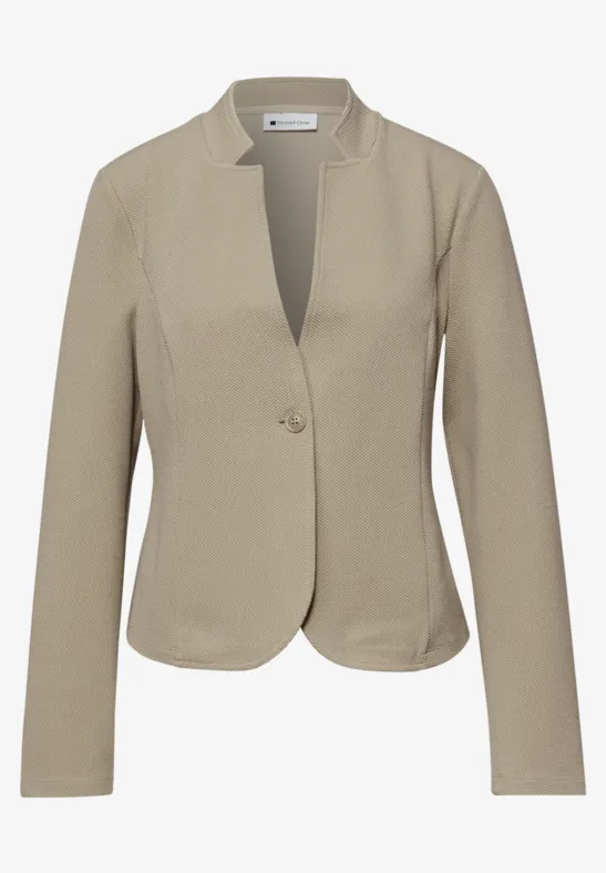 Jersey blazer met structuur timeless beige