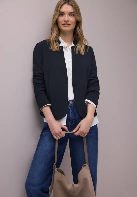 Jersey blazer met textuur shadowed navy