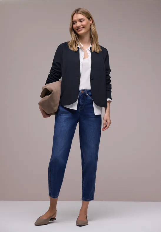 Jersey blazer met textuur shadowed navy