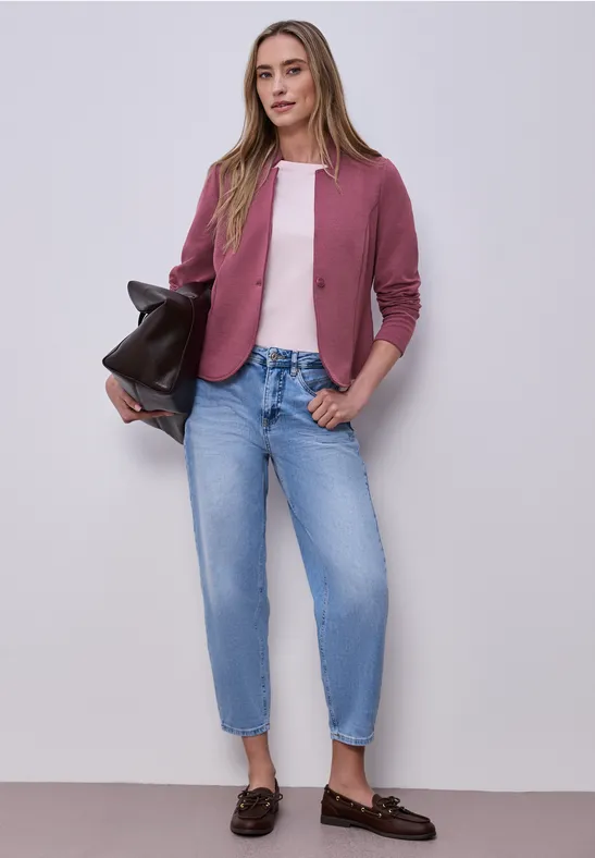 Jersey blazer met textuur dark clouded blush