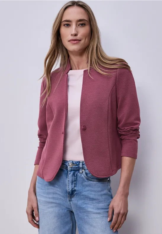 Jersey blazer met textuur dark clouded blush