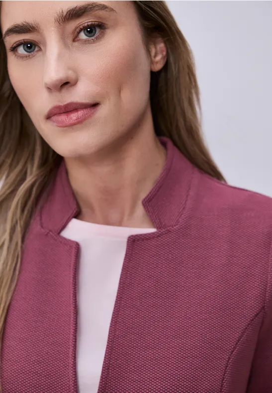 Jersey blazer met textuur dark clouded blush
