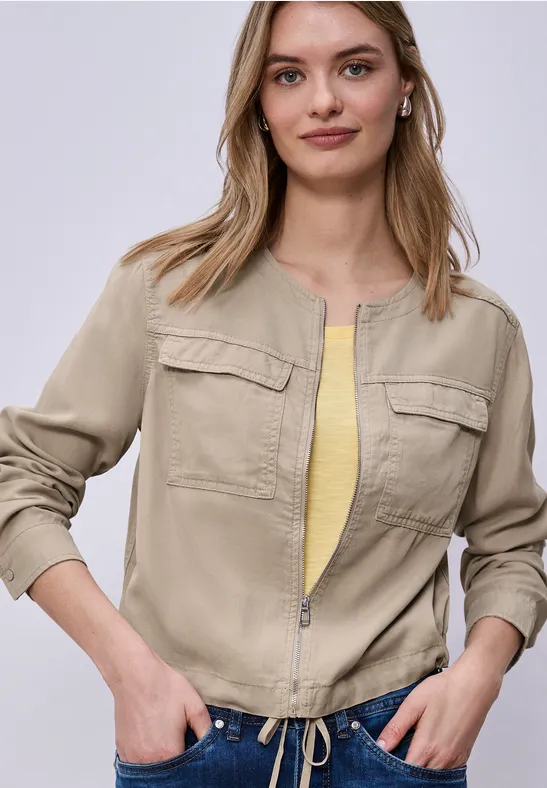 Veste au look délavé avec cordon de serrage safari beige
