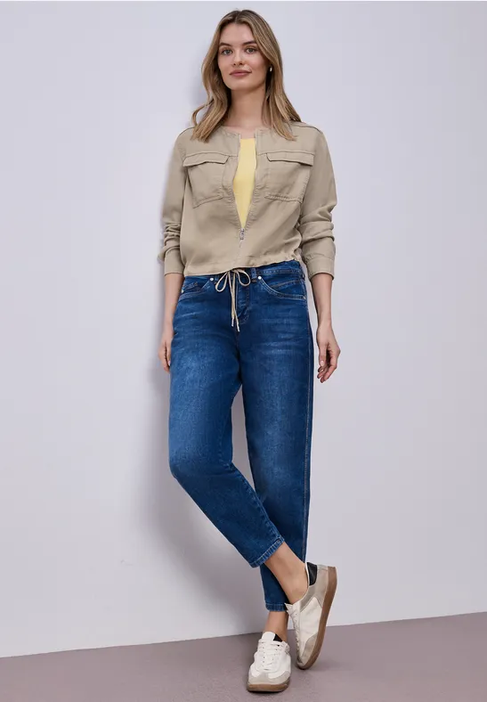 Veste au look délavé avec cordon de serrage safari beige