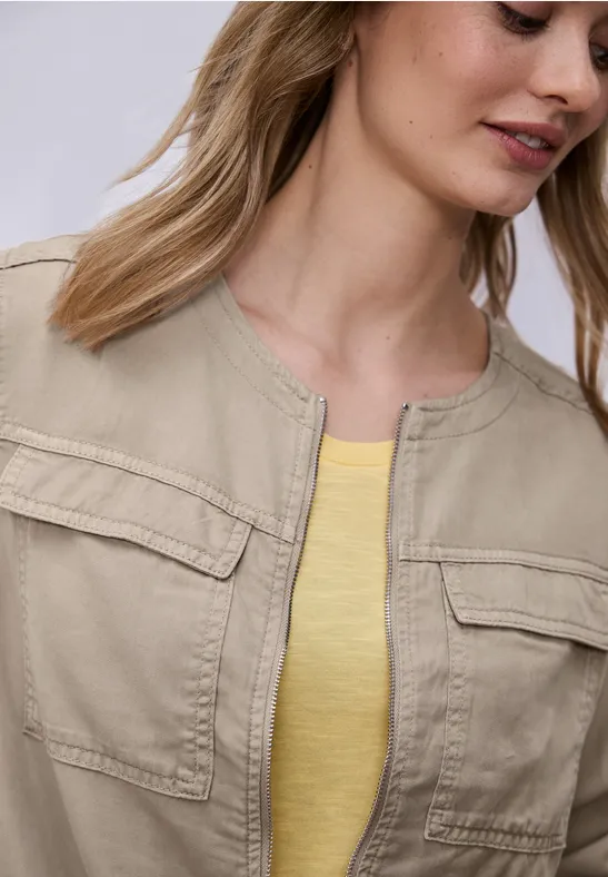 Veste au look délavé avec cordon de serrage safari beige
