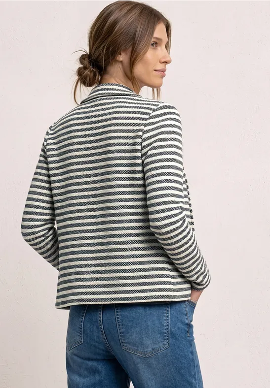 Basic blazer met knopen en strepen shadowed navy