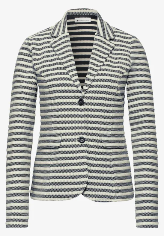 Basic blazer met knopen en strepen shadowed navy