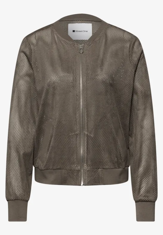 Blouson en maille velours avec fermeture éclair dark beige