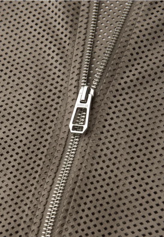 Blouson en maille velours avec fermeture éclair dark beige