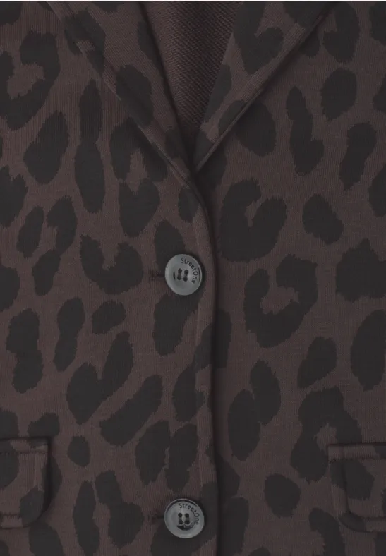 Veste marron à imprimé léopard foncé avec boutons