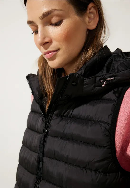 Lange gewatteerde bodywarmer Black