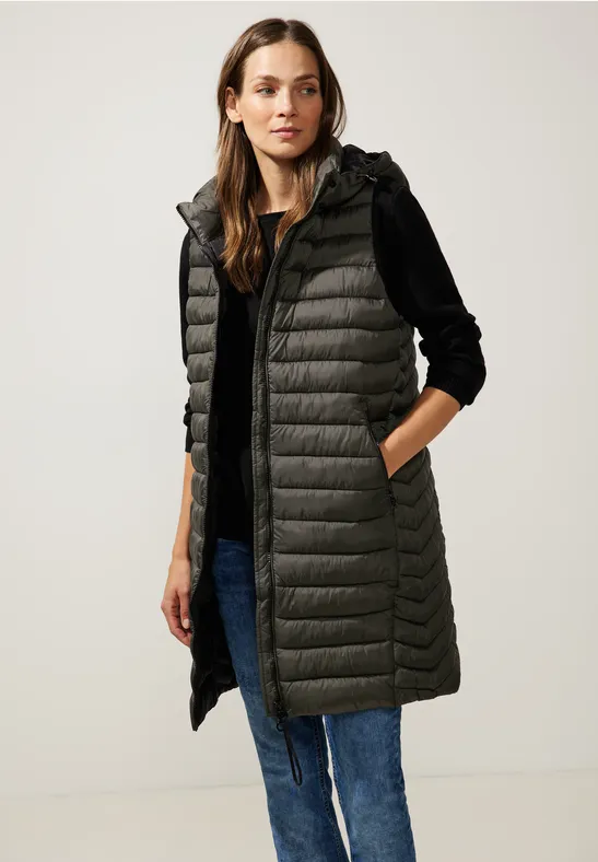 Lange Steppweste verdant green