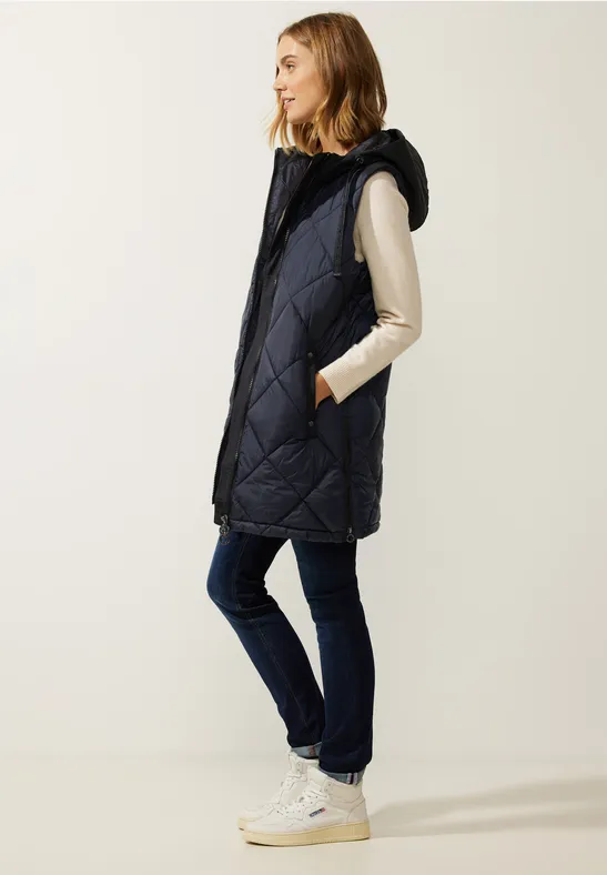 Long Steppweste mit Zipper gravity blue