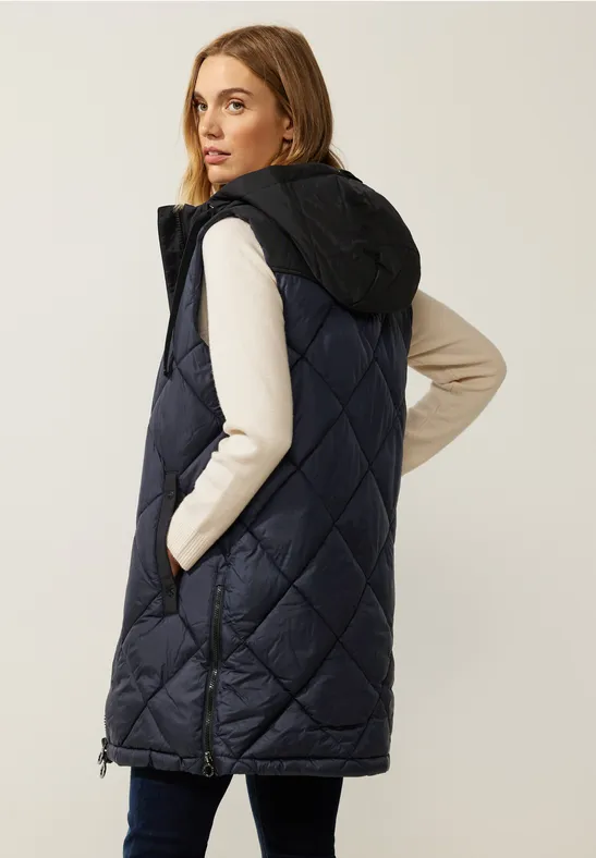 Long Steppweste mit Zipper gravity blue