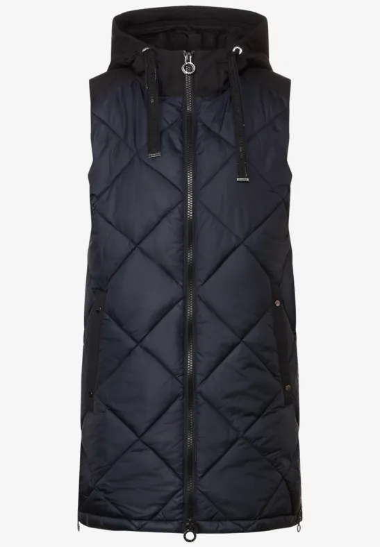 Long Steppweste mit Zipper gravity blue