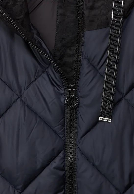 Long Steppweste mit Zipper gravity blue