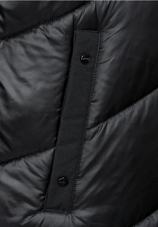 Lange Materialmix Weste Black