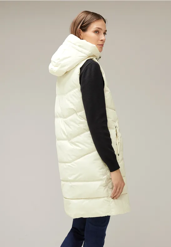 Lange Steppweste snow cream