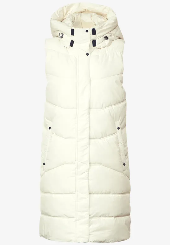 Lange Steppweste snow cream