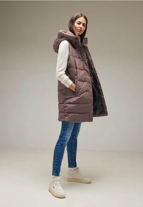 Teflon Long Steppweste sleek brown