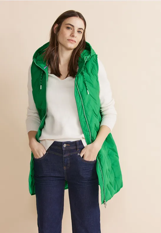 Gilet long à capuche arty green