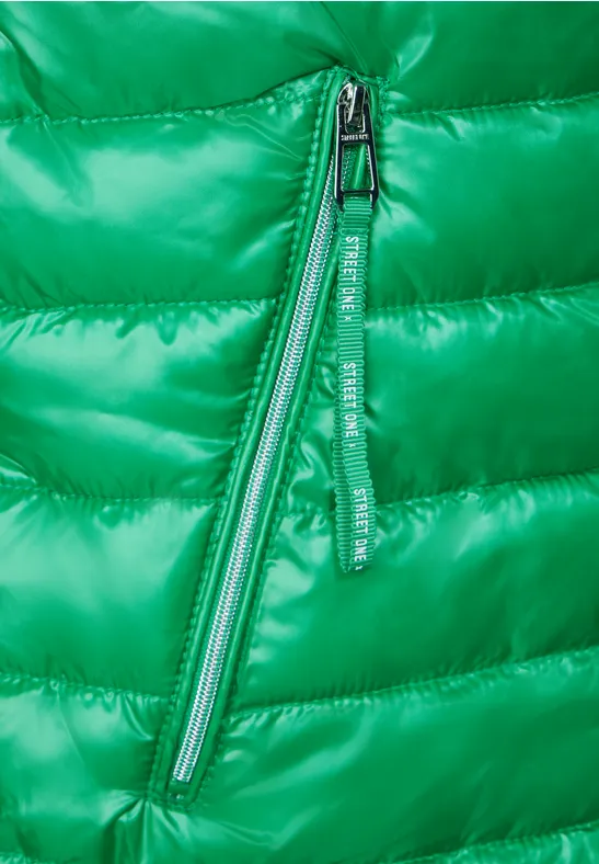 Long Kapuzen Steppweste arty green