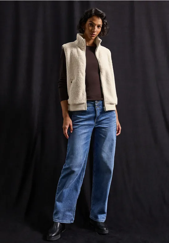 Gilet Teddy avec détail en tricot Soft Fawn Beige