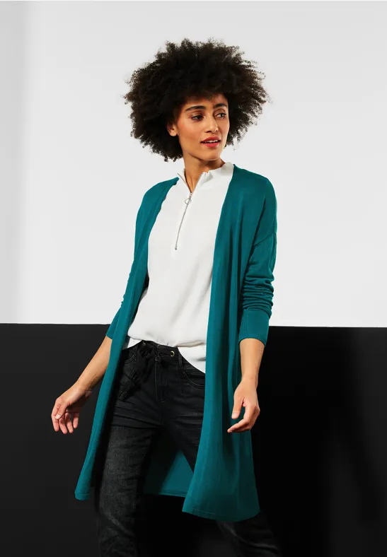 Langer Cardigan peacock green