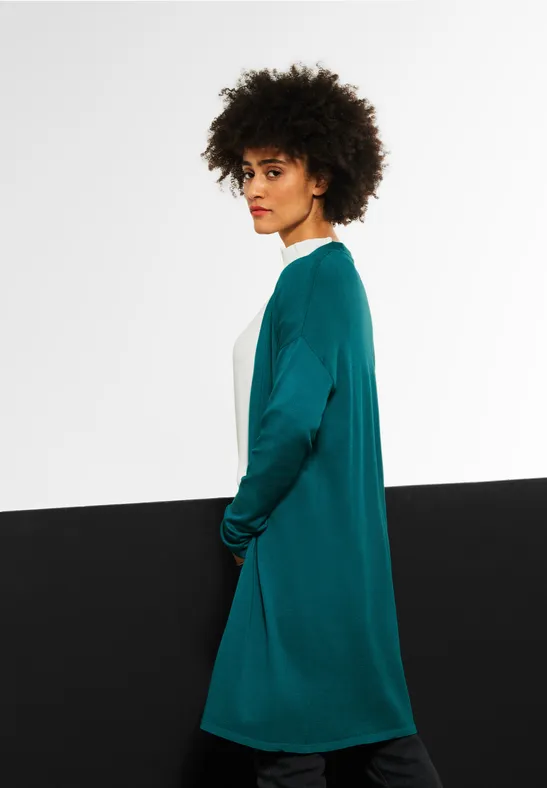 Langer Cardigan peacock green